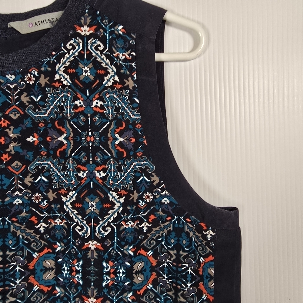 Athleta Women's Navy Blue floral Tapestry Mixed Media Tank Top Sleeveless Size S - Picture 5 of 13